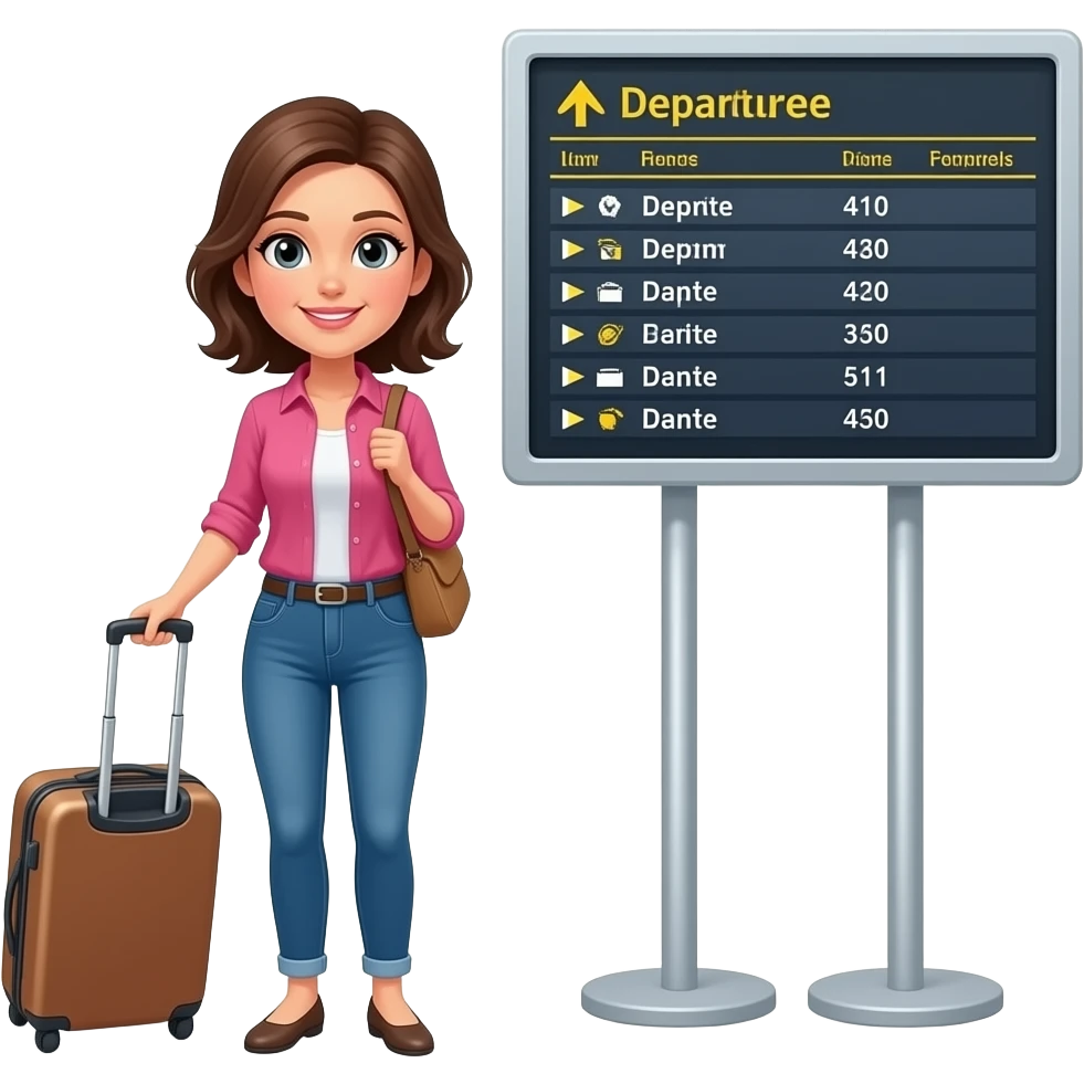 a woman with a suitcase at the airport emoji
