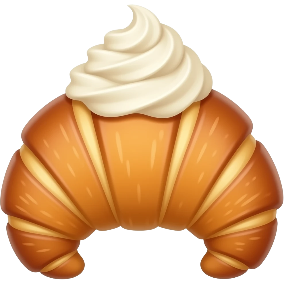 realistic croissant with cream topping emoji