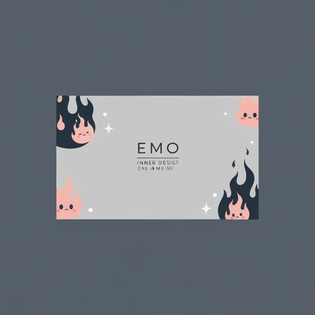 emo banner with flames, cute, expressive, minimal emoji