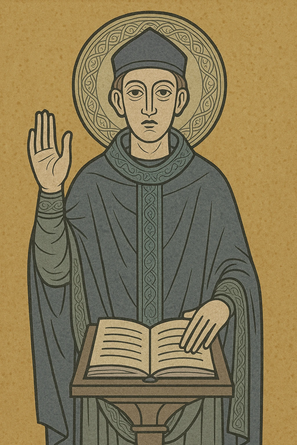 medieval priest, giving a sermon, historical style emoji
