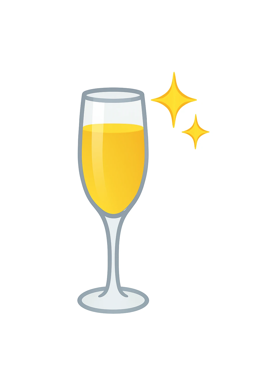 Add sparkles to the champagne glass in a simple and bold style, keeping the emoji style with a white background. emoji