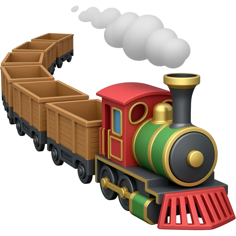 Toy train pulling wagons emoji