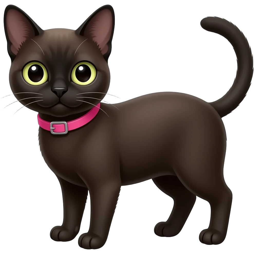 cute bombay cat with hot pink collar emoji