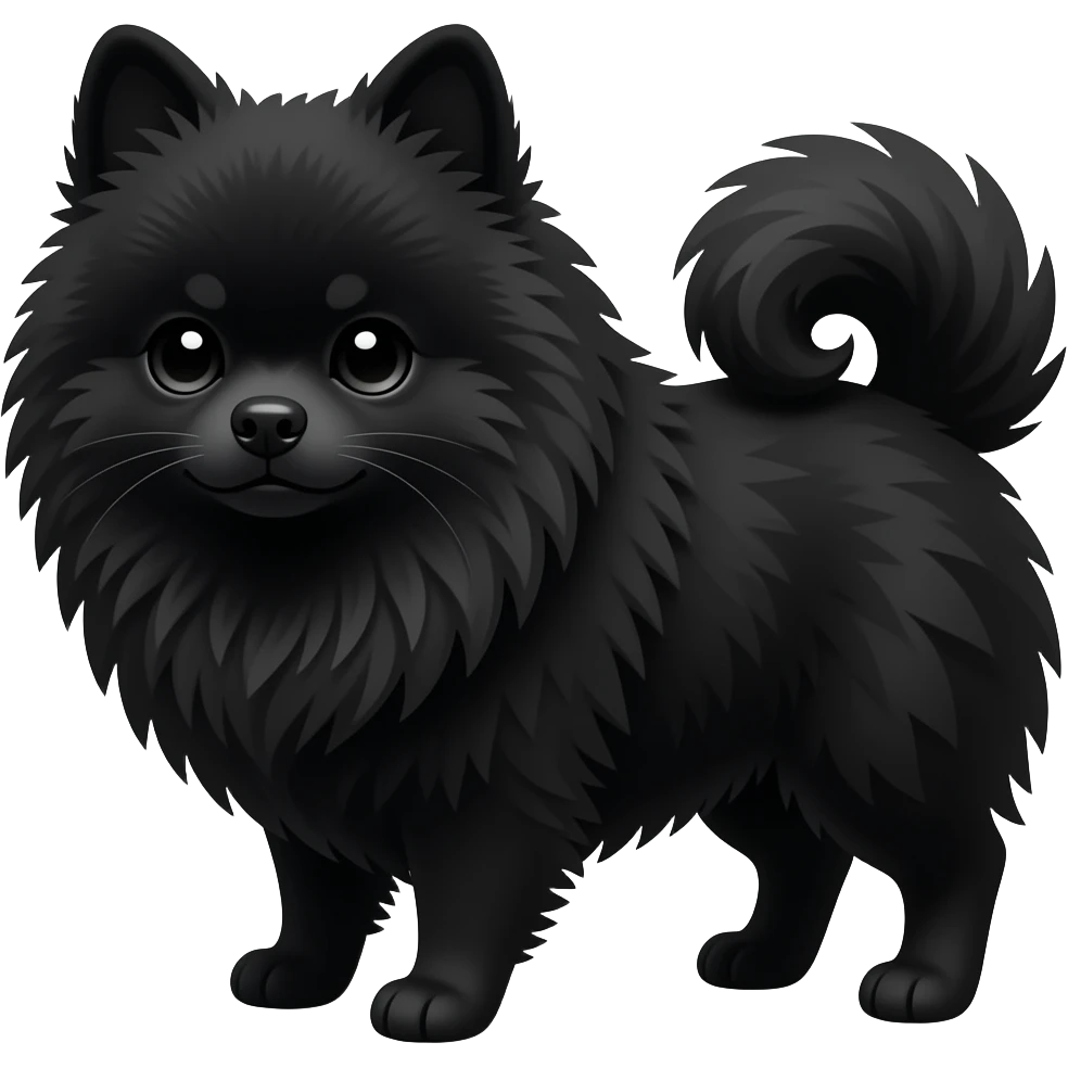 Sad black Pomeranian dog emoji