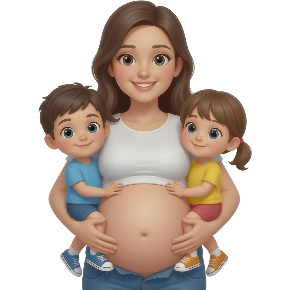 Emotka nastolatek w ciąży brzuszku dwa dzieci emoji