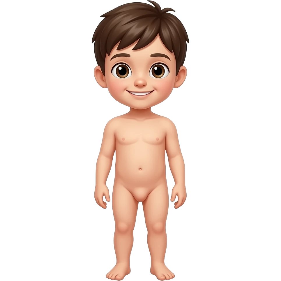 Naked kid boy with private part hard full body emoji