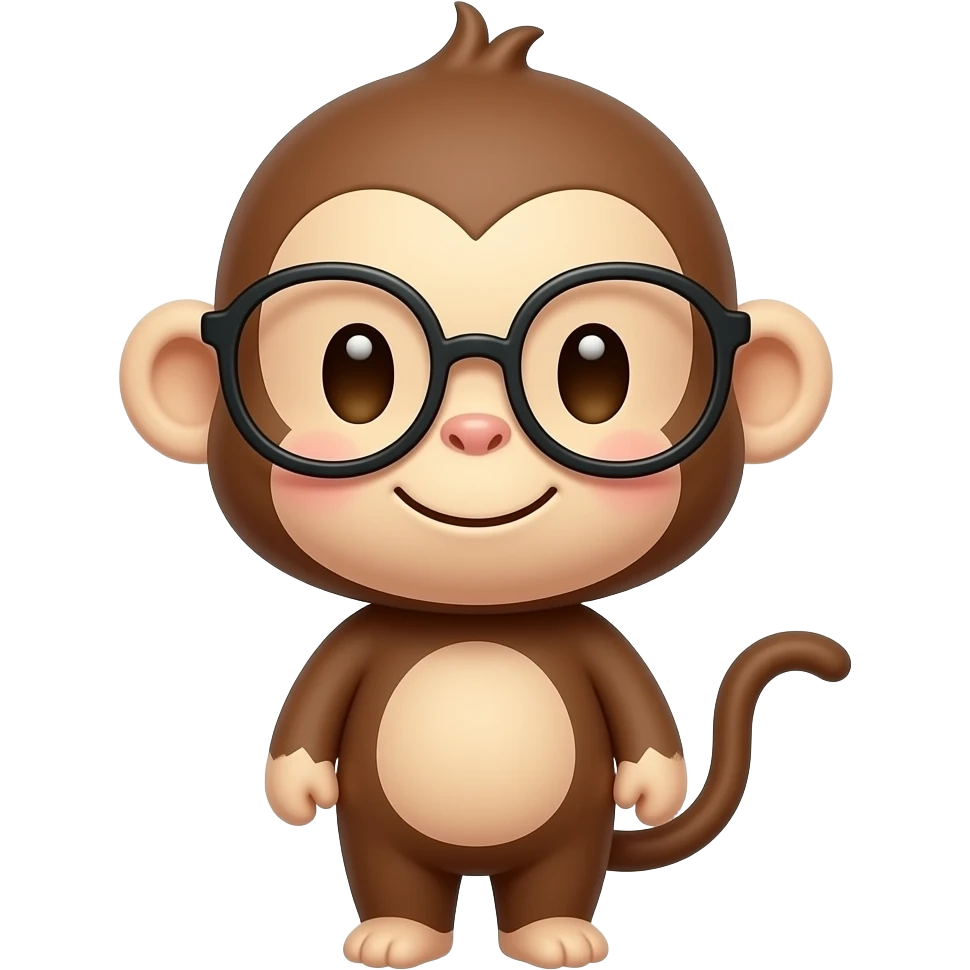cute kawaii monkey glasses smile emoji
