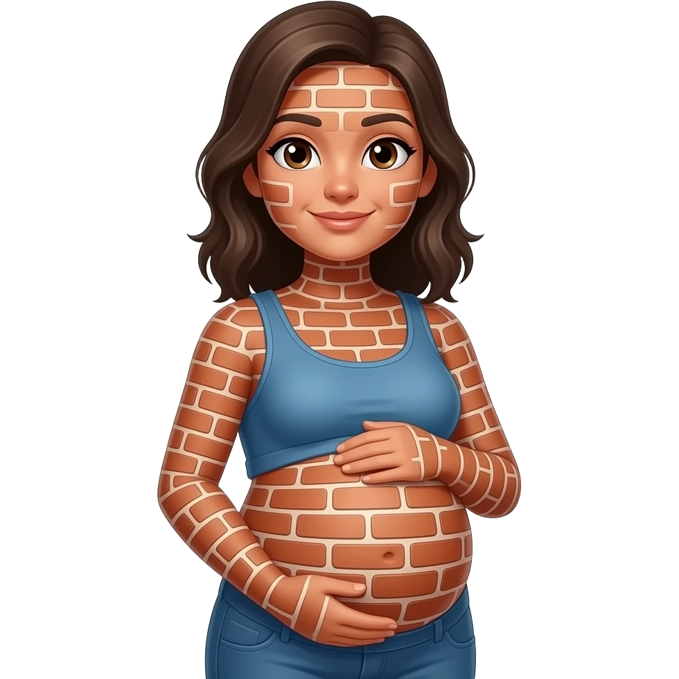 🤰with 🧱 as emoji skin emoji