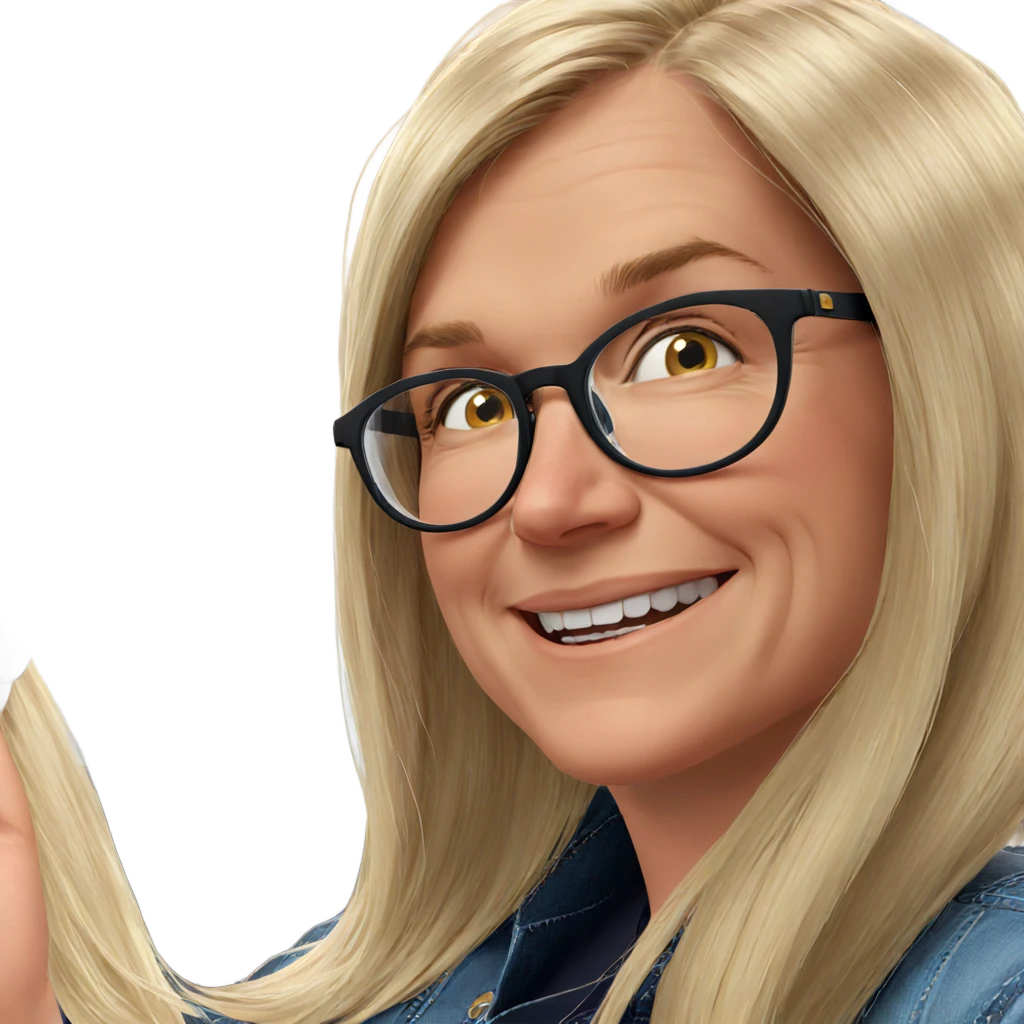 smiling blonde girl with glasses emoji