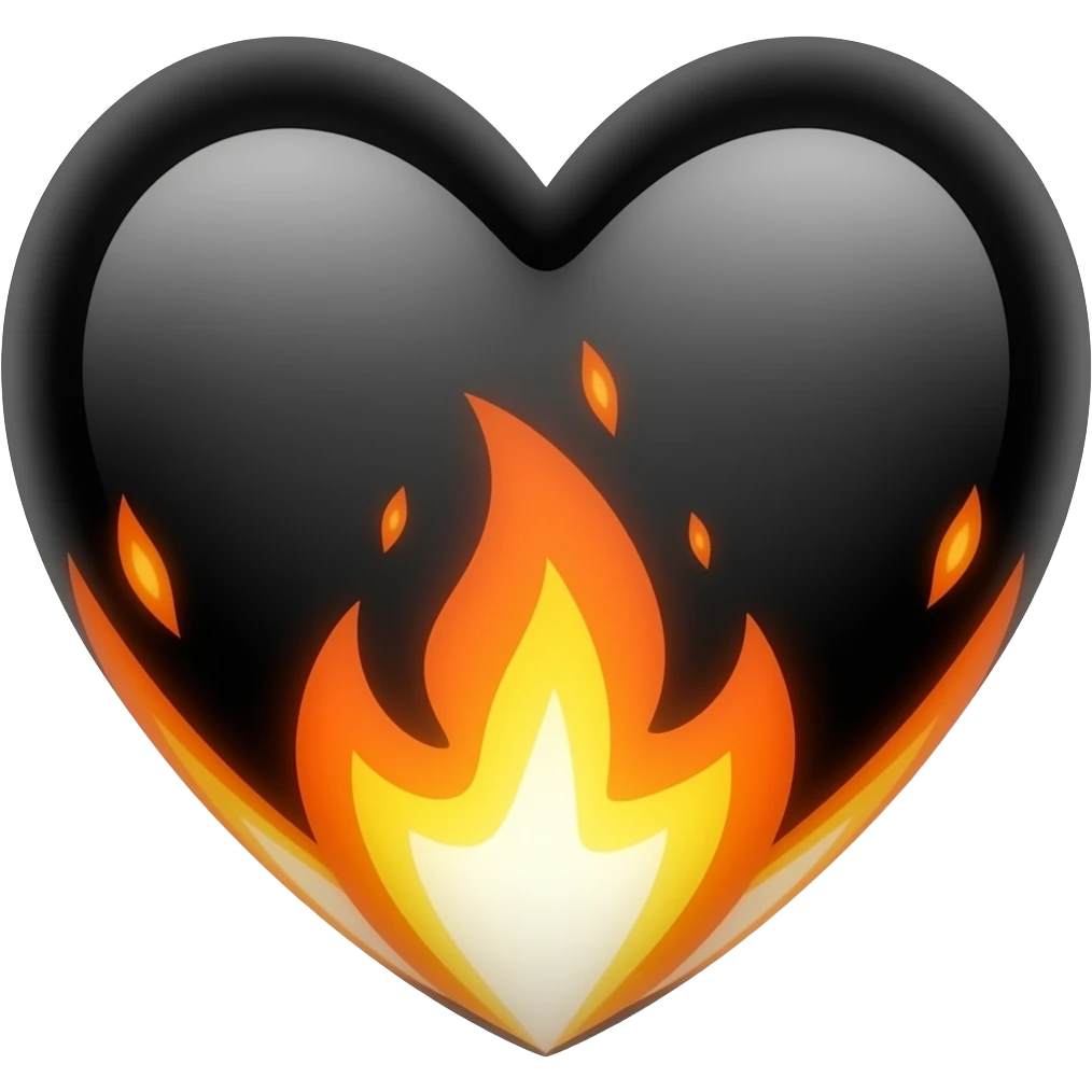 Black Fire Heart Emoji emoji