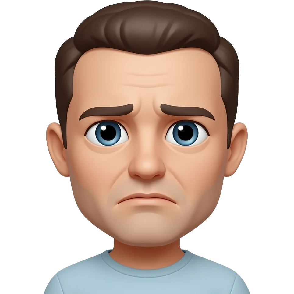 Emoji with massive forehead with face like😔 emoji