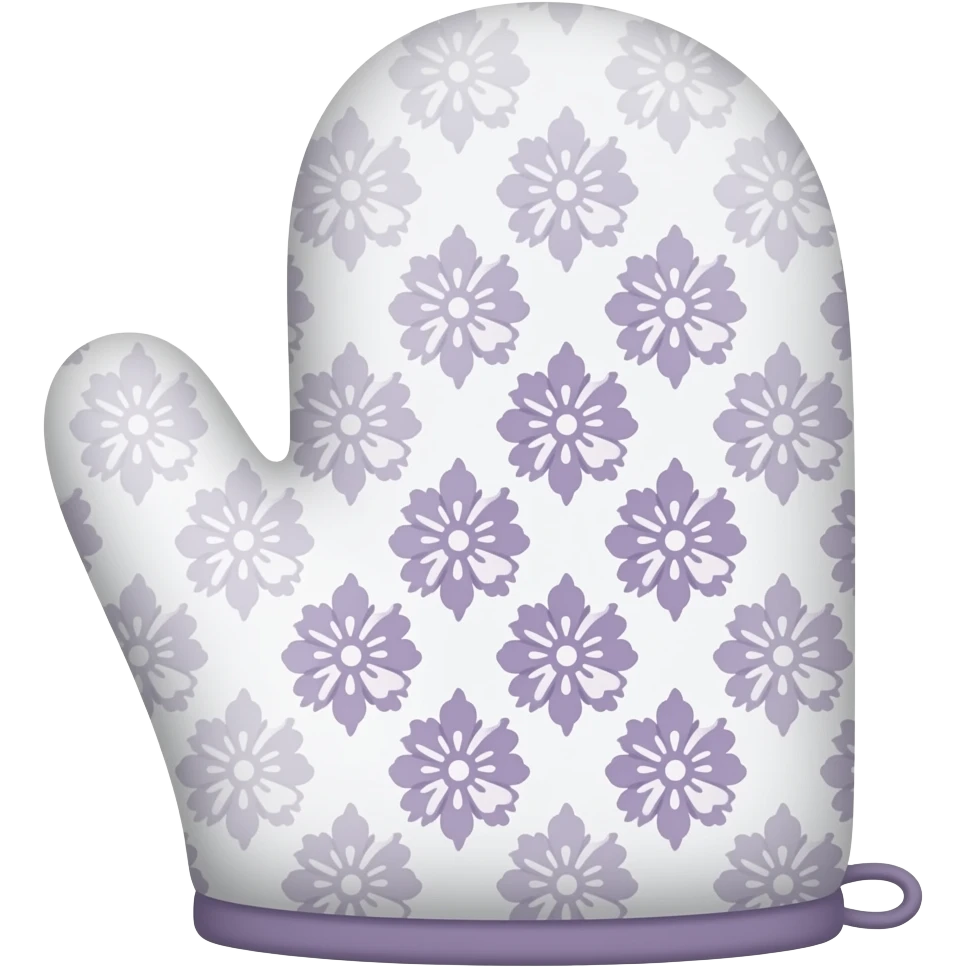 oven mitt floral print white and lilac small emoji