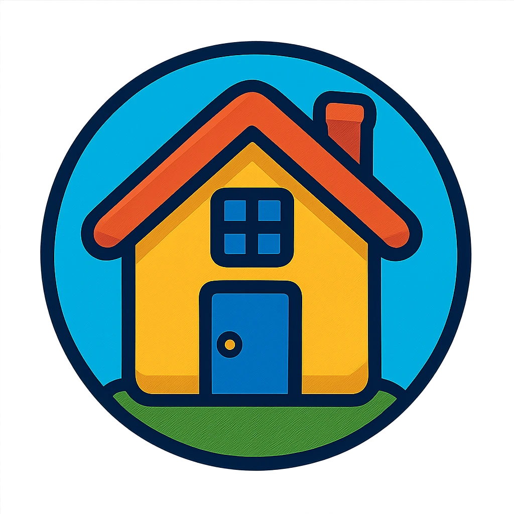 house icon, round shape, vibrant toon icon style emoji