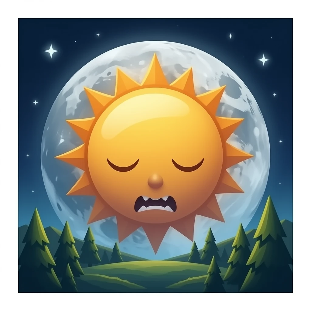 Sol muriendo asesinado por una luna emoji