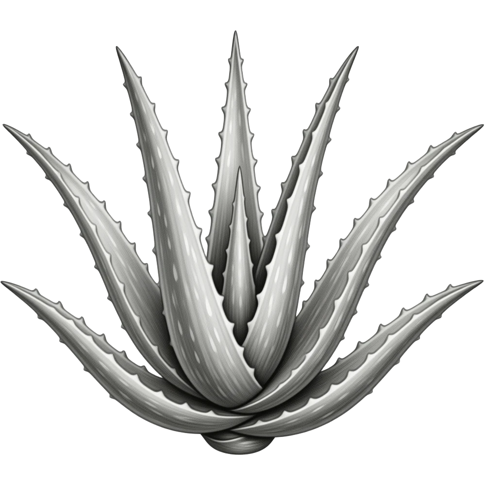 ein aloe barbadensis miller eine feine bleistift skizze nur pflanze mit 5 blättern emoji