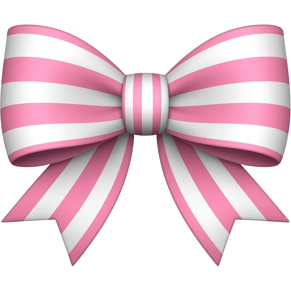 Pink and white horizontal striped bow emoji