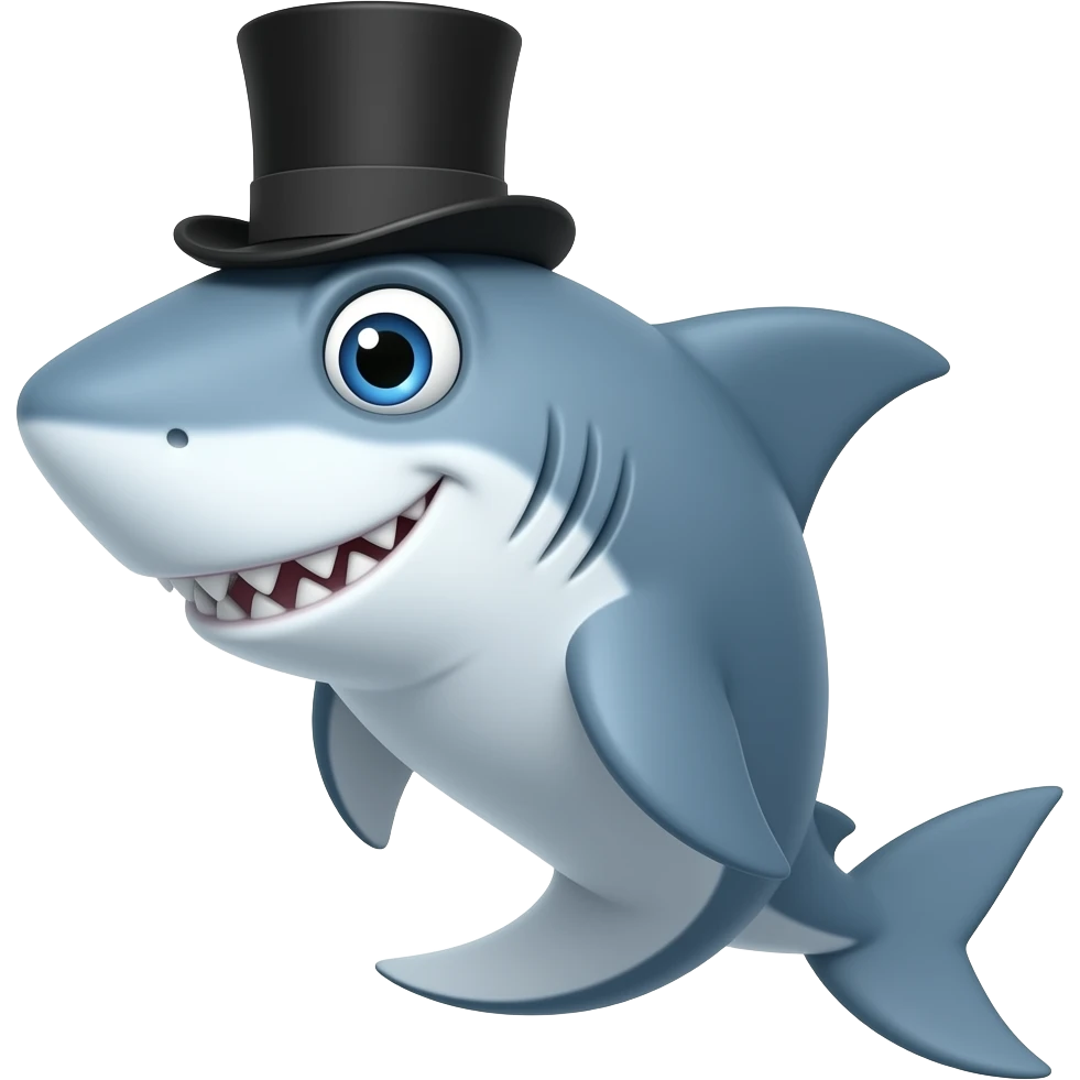Shark with a top hat emoji