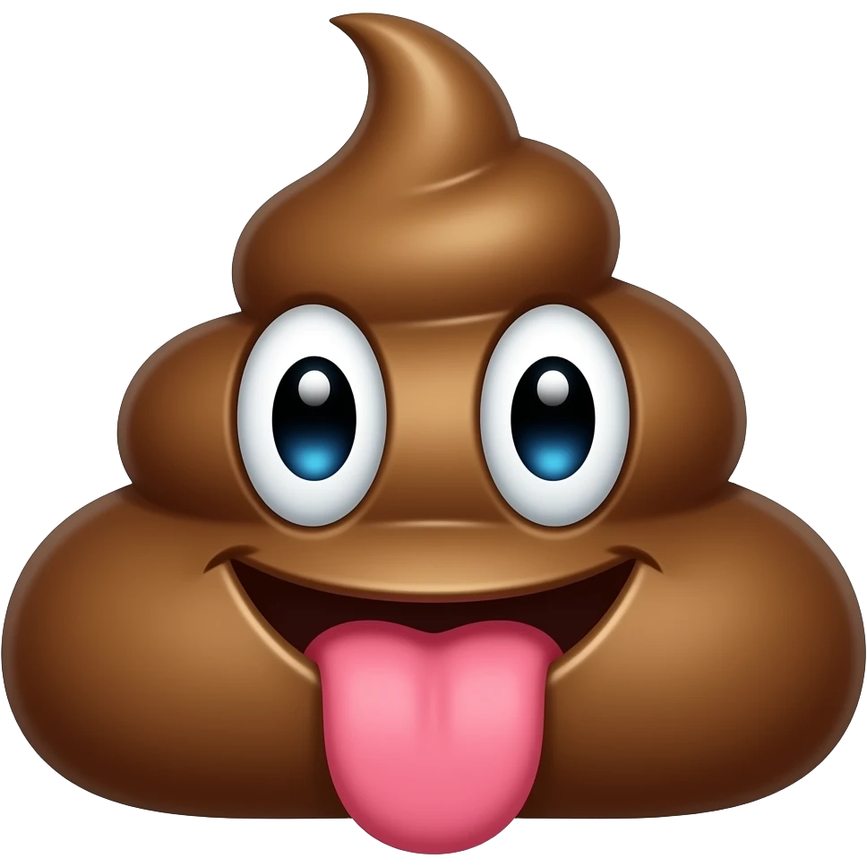 Un caca qui tire la langue emoji