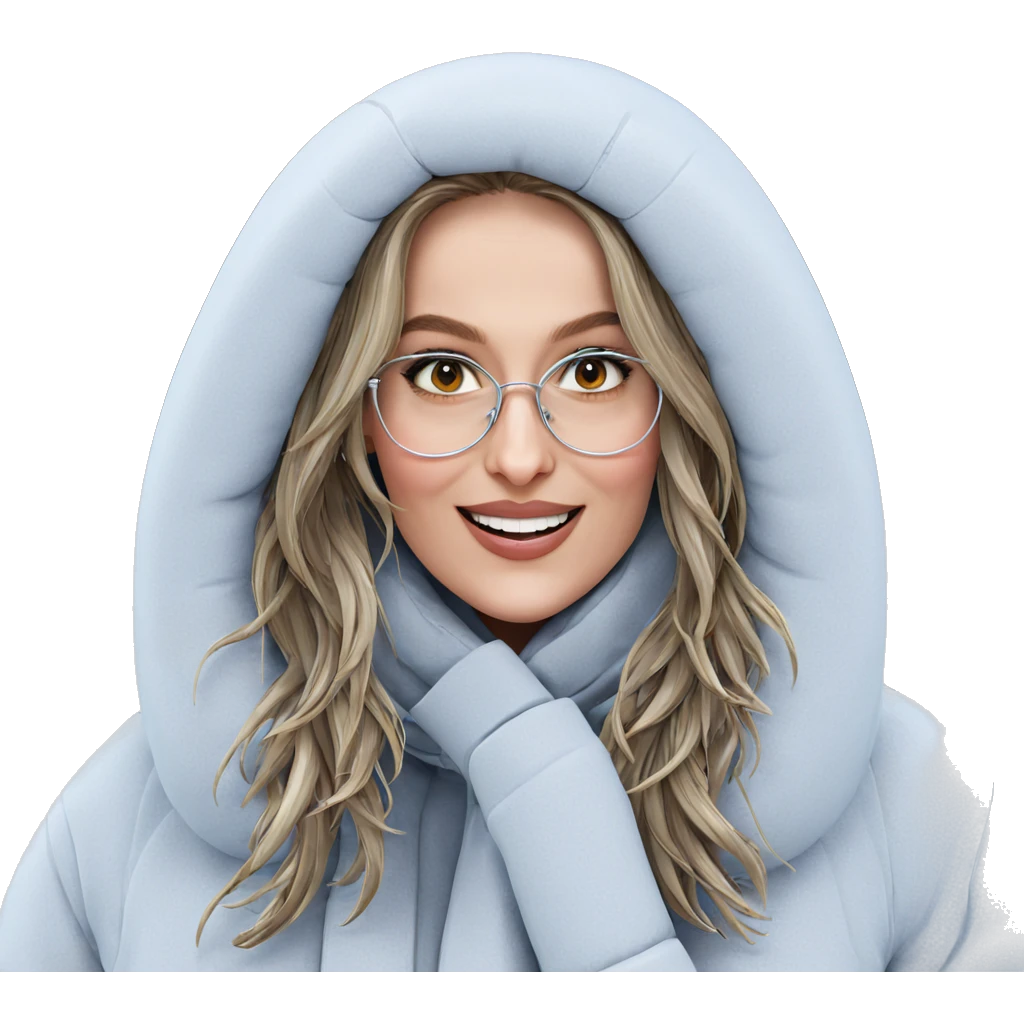 smiling girl in winter coat emoji