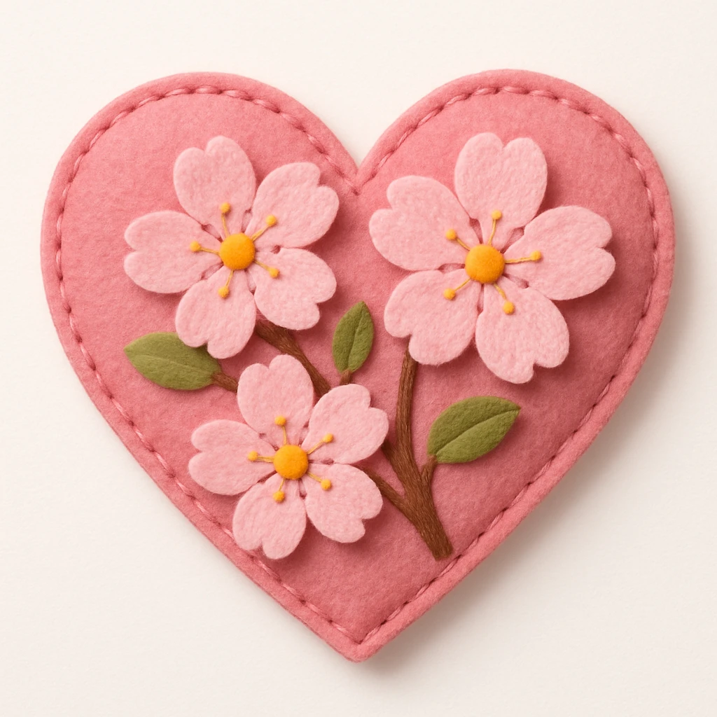 pink heart with sakura flowers emoji