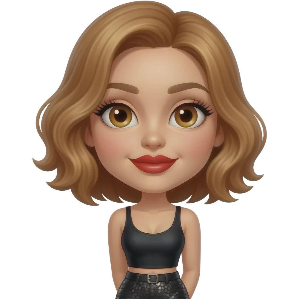 glamours,-tanned,-very-beautiful-woman-with-big-plump-red-lips,-long-long-lashes,-honey-silky-very short- hair,-wavy-hair,-hazel-eyes- wearing-black-bodysuit-and-black-sequinned-pants-black-stilettos-shrugging-waist-up emoji