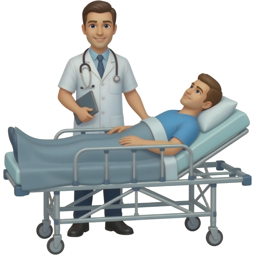 Fisioterapeuta con paciente en camilla emoji