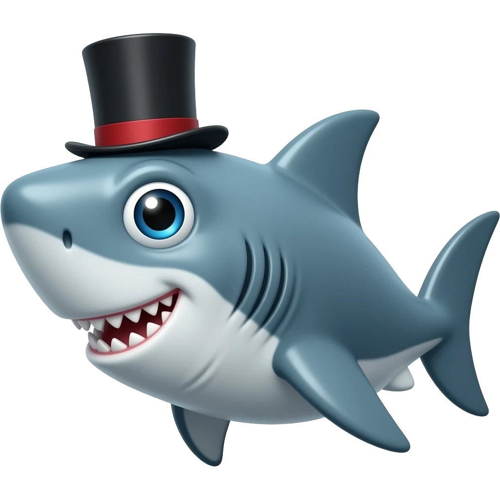 Shark with a top hat emoji