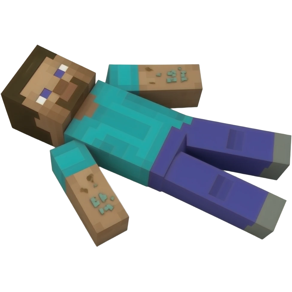 Minecraft Steve dead on the sidewalk with his limbs disfigured emoji