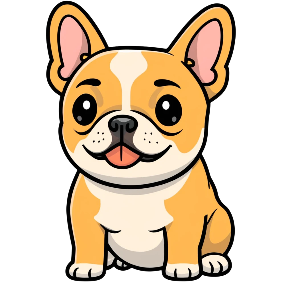 tan French bulldog face, no body, close-up portrait emoji
