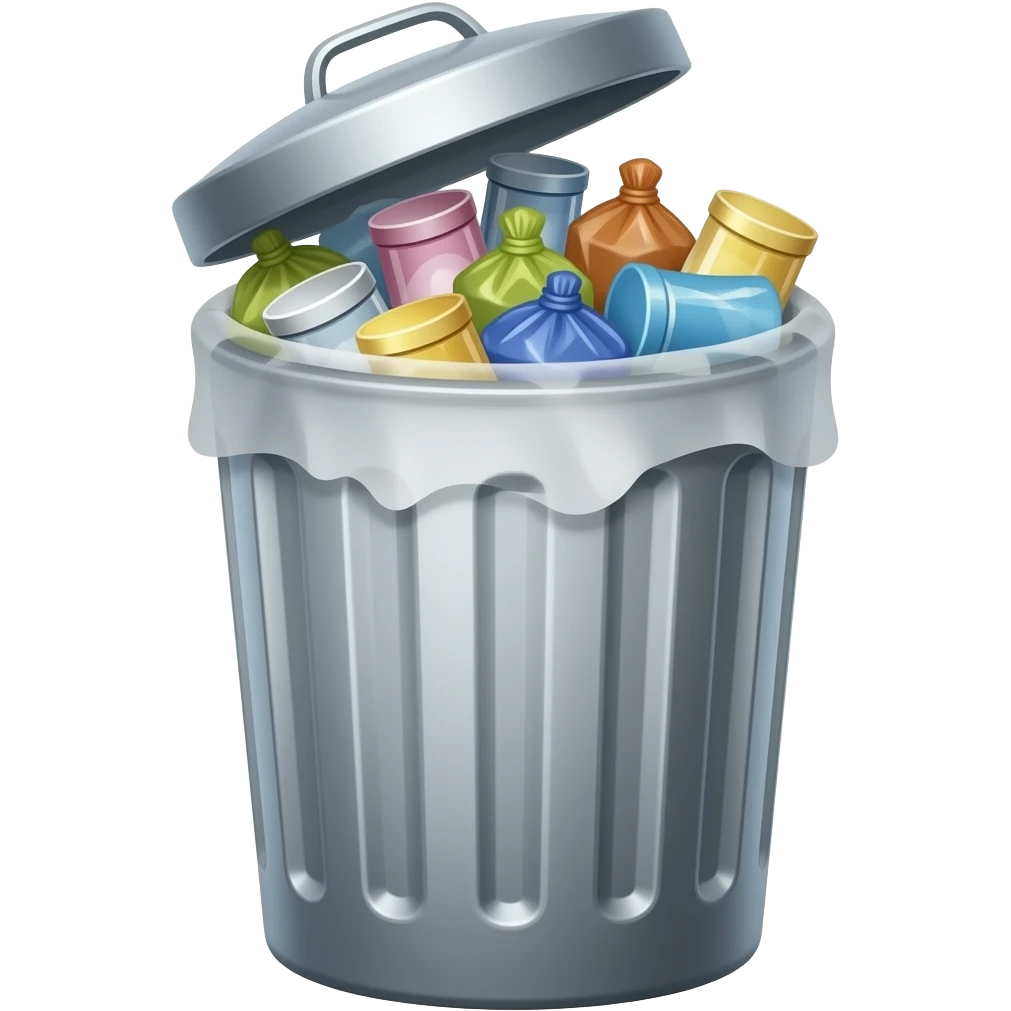 trash can with trash emoji