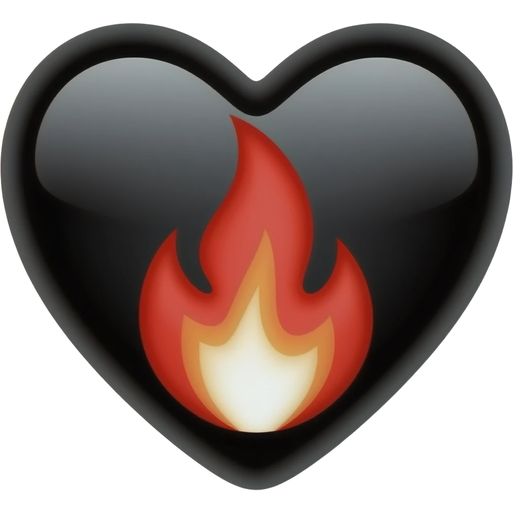 Black heart with bigger high Redfire emoji