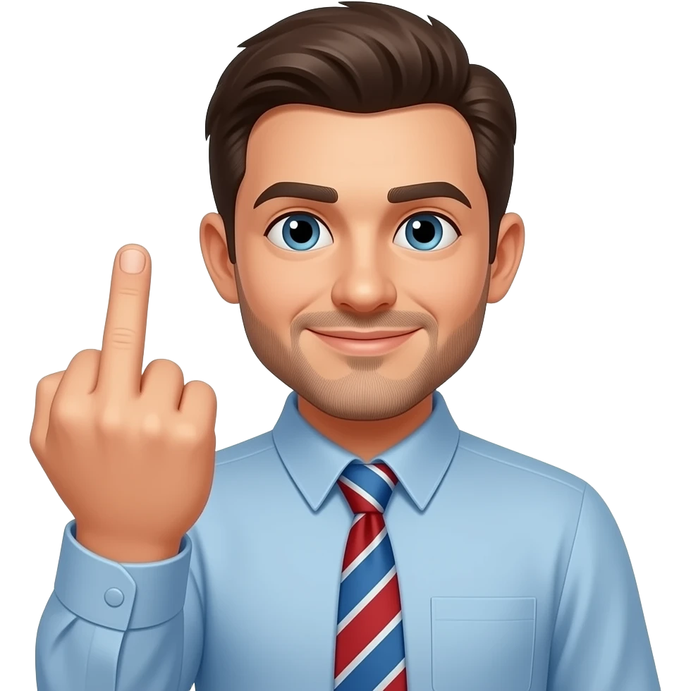 Make him show the middle finger emoji