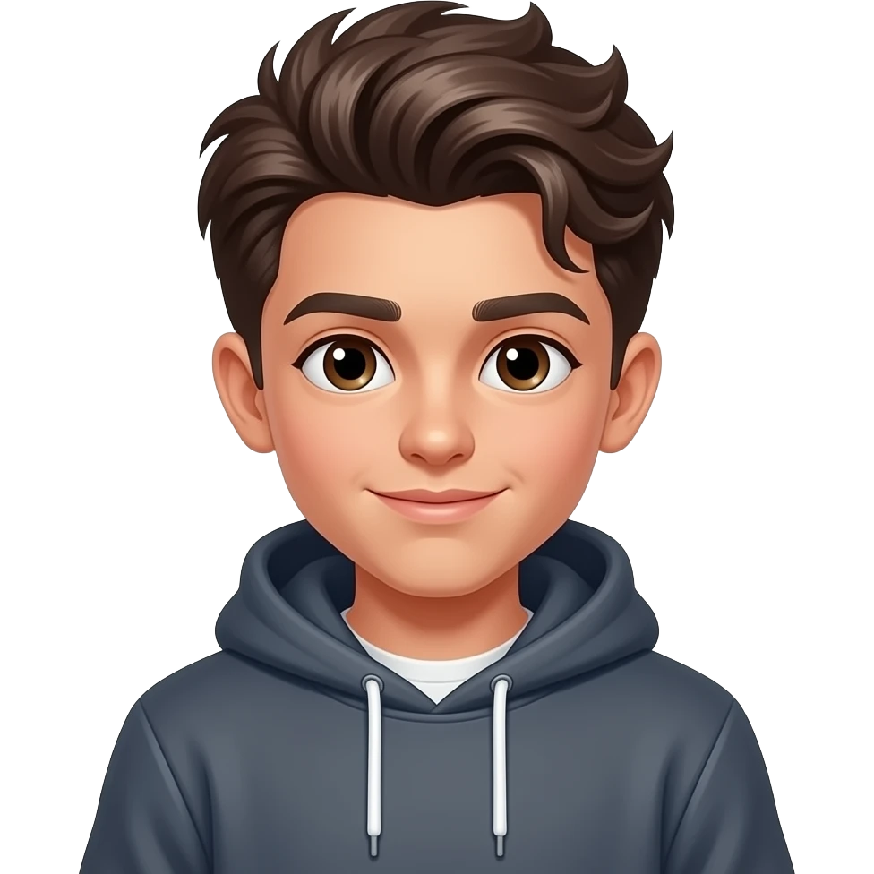 a boy wtih stylish hairs stylish dress looks like a celeberity half body wear a hoodie emoji