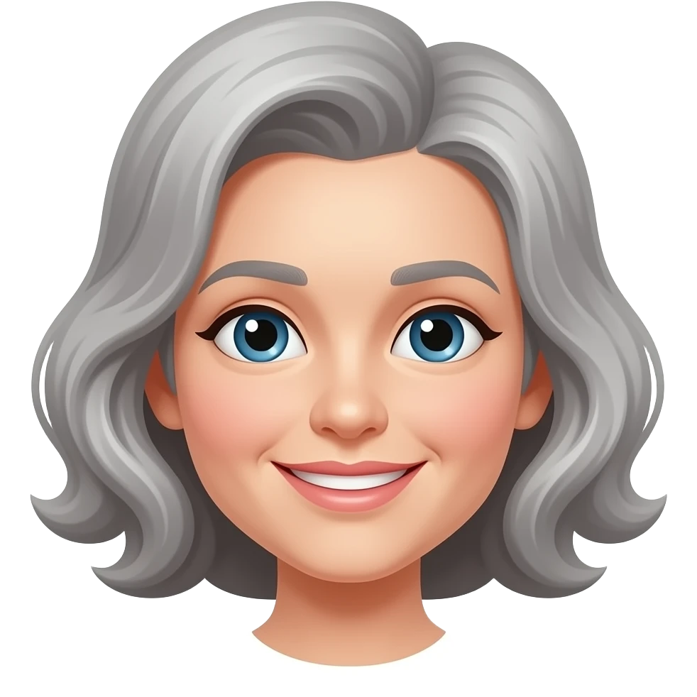 Very kind and loving with grey Vintage hair emoji
