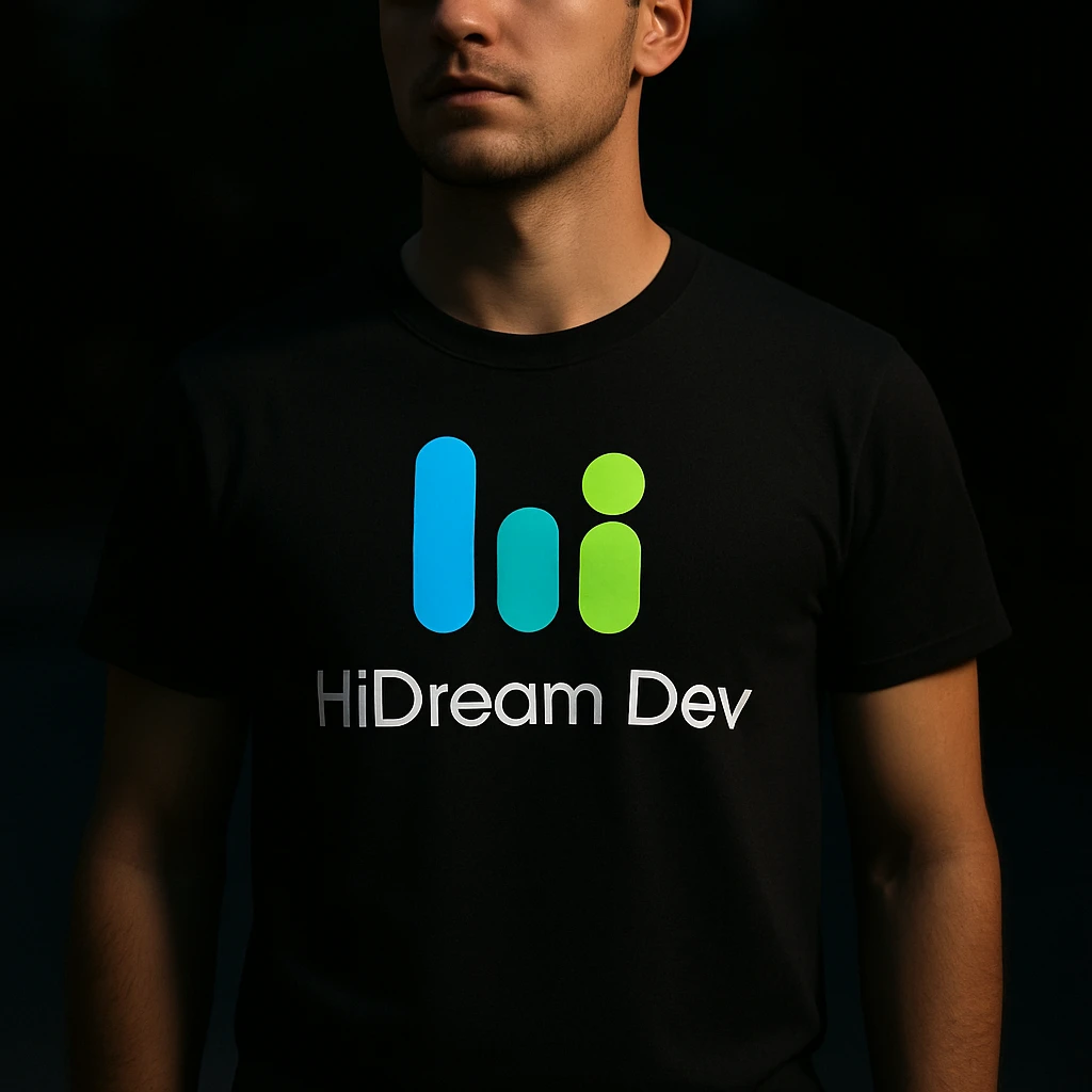 man wearing tshirt with this logo, dark night background with dim  emoji