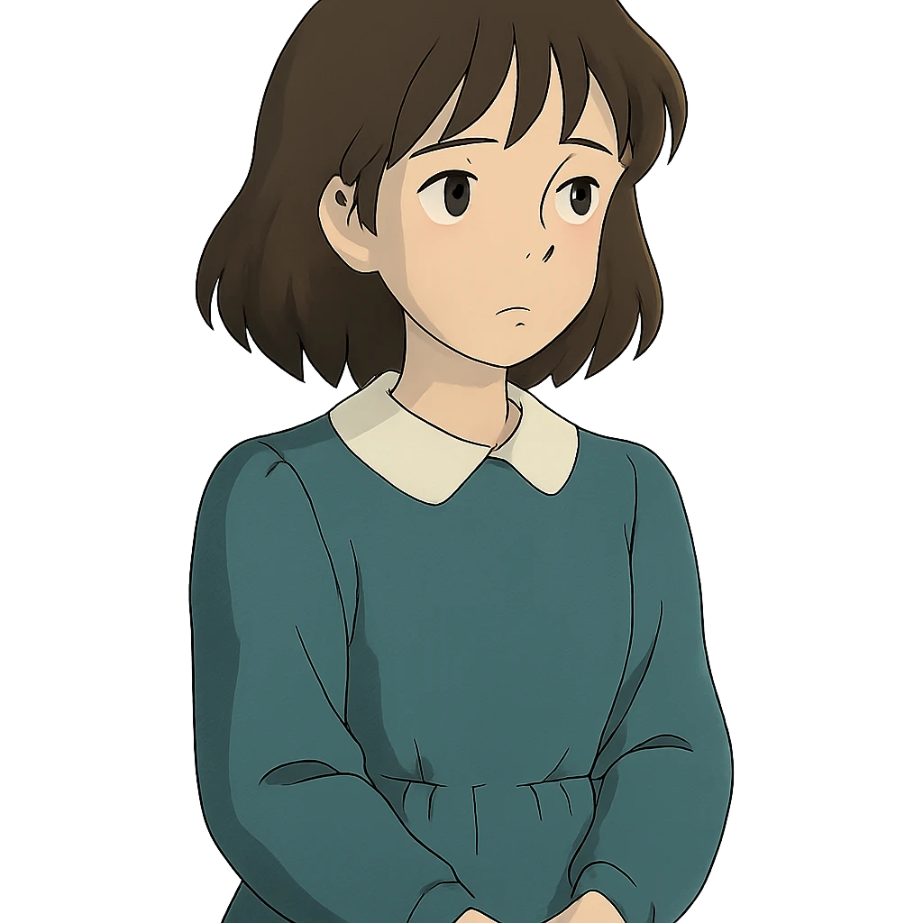 demure girl in ghibli anime style emoji
