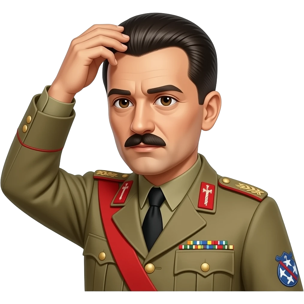 Make bald Mussolini checking his hair emoji