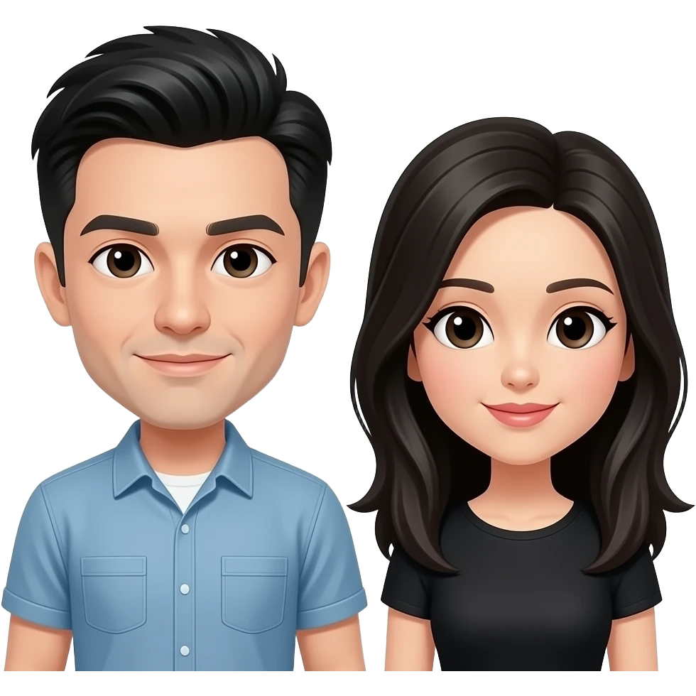 White male,black hair the black  female  black hair. emoji