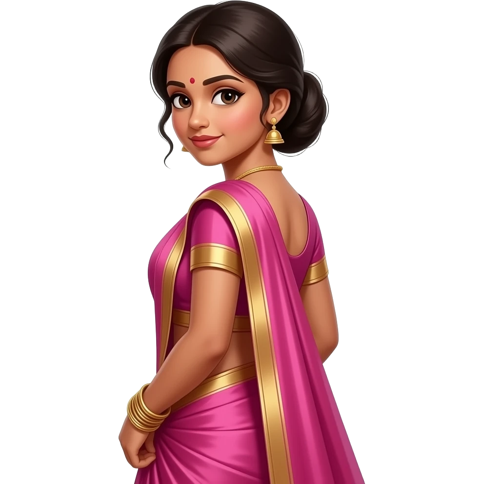 indian girl with saree half pose emoji