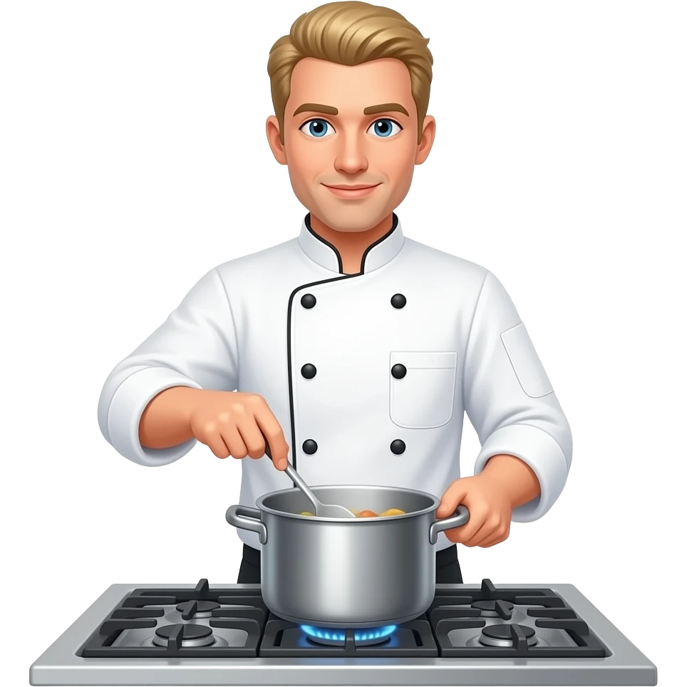 male chef with blonde hair cooking emoji