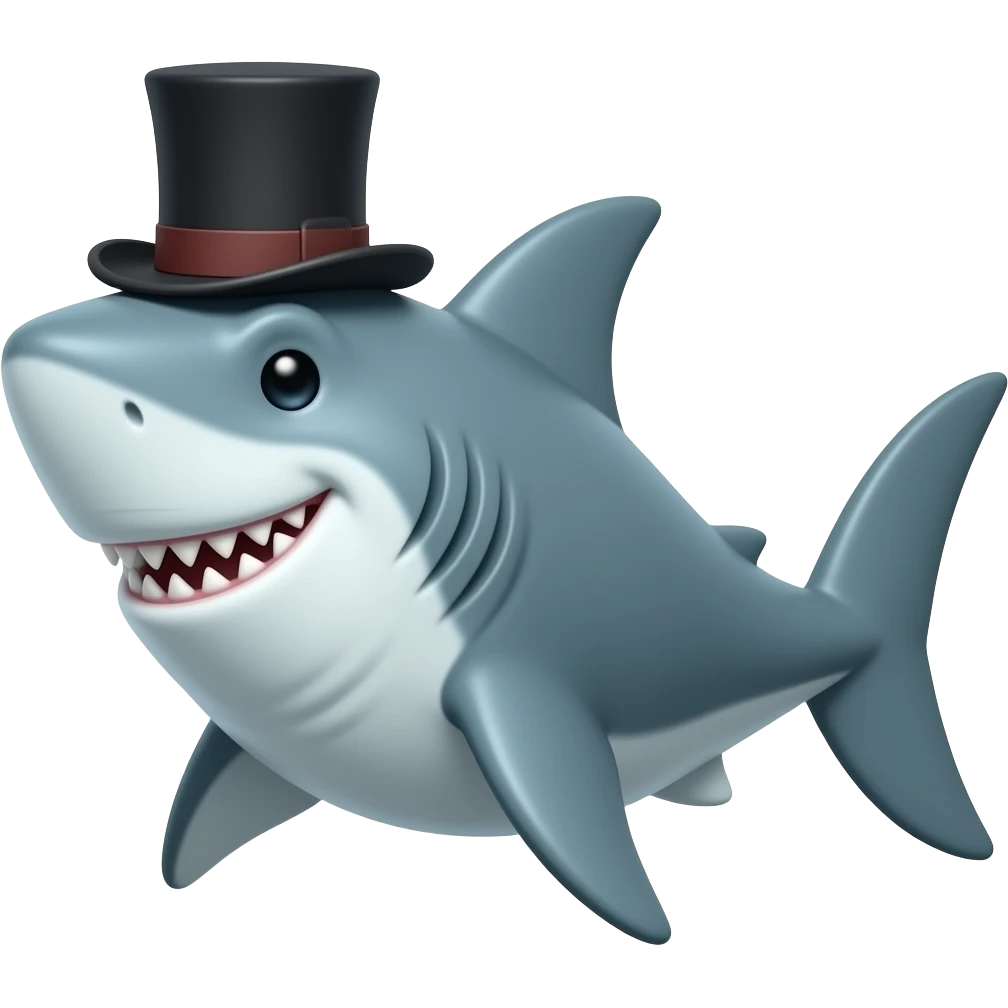 Shark with a top hat emoji