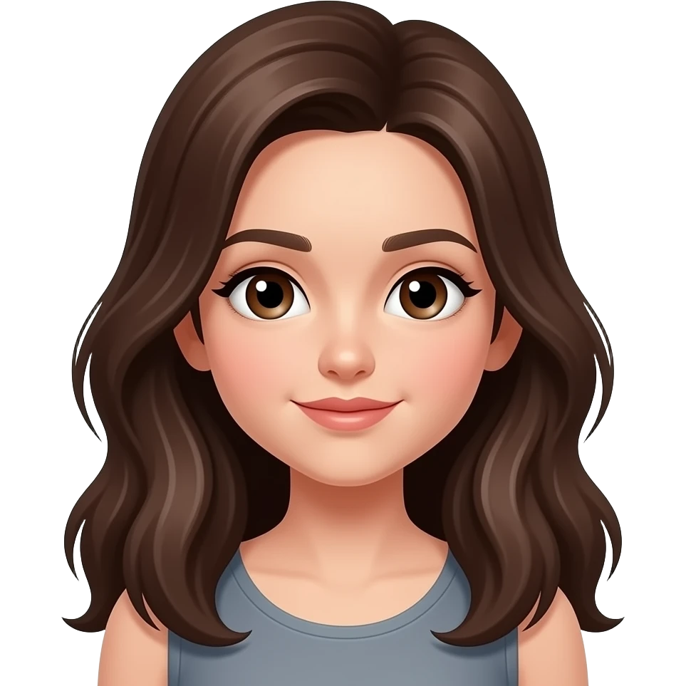 chica pelo moreno oscuro largo y ojos marrones emoji