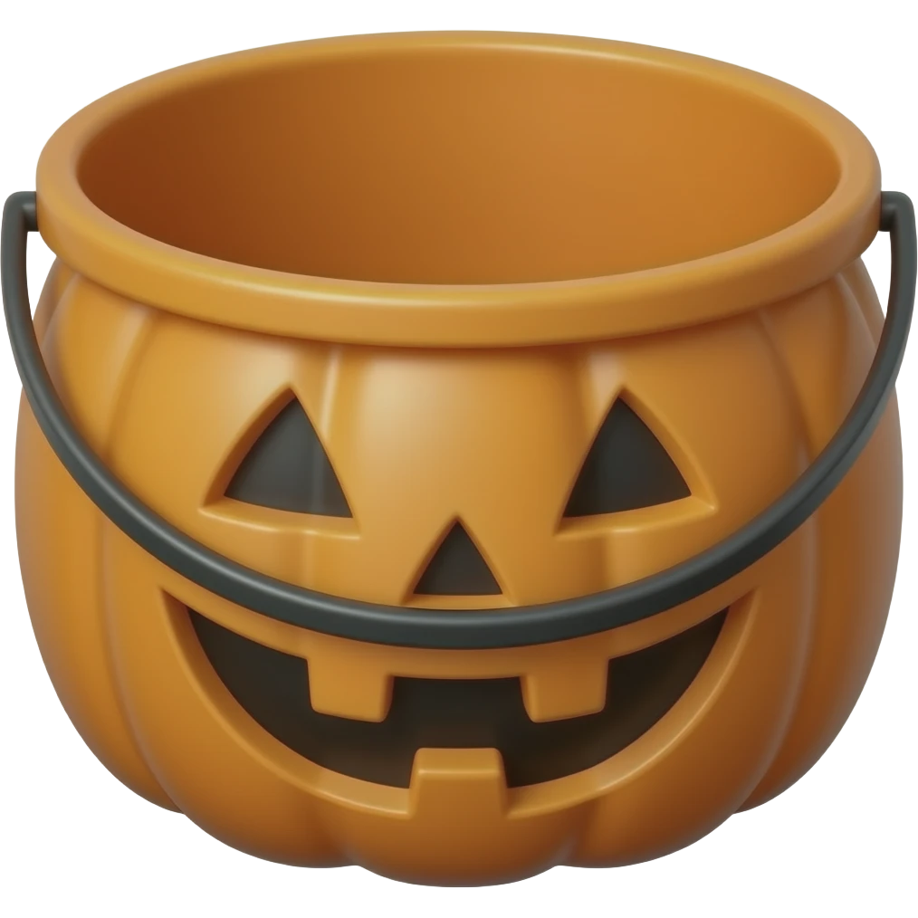 plastic Pumpkin bucket full and plastic pumpkin bucket empty emoji
