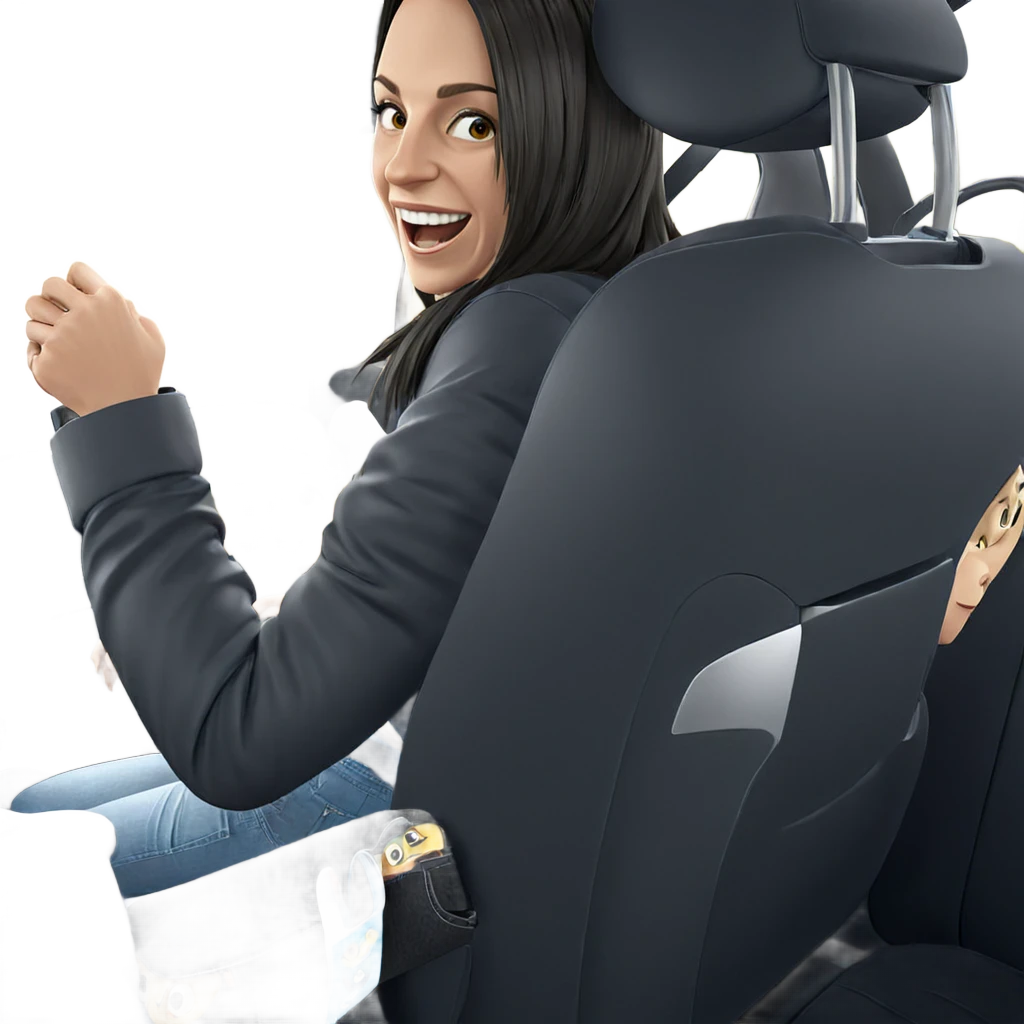 smiling girl in car interior emoji