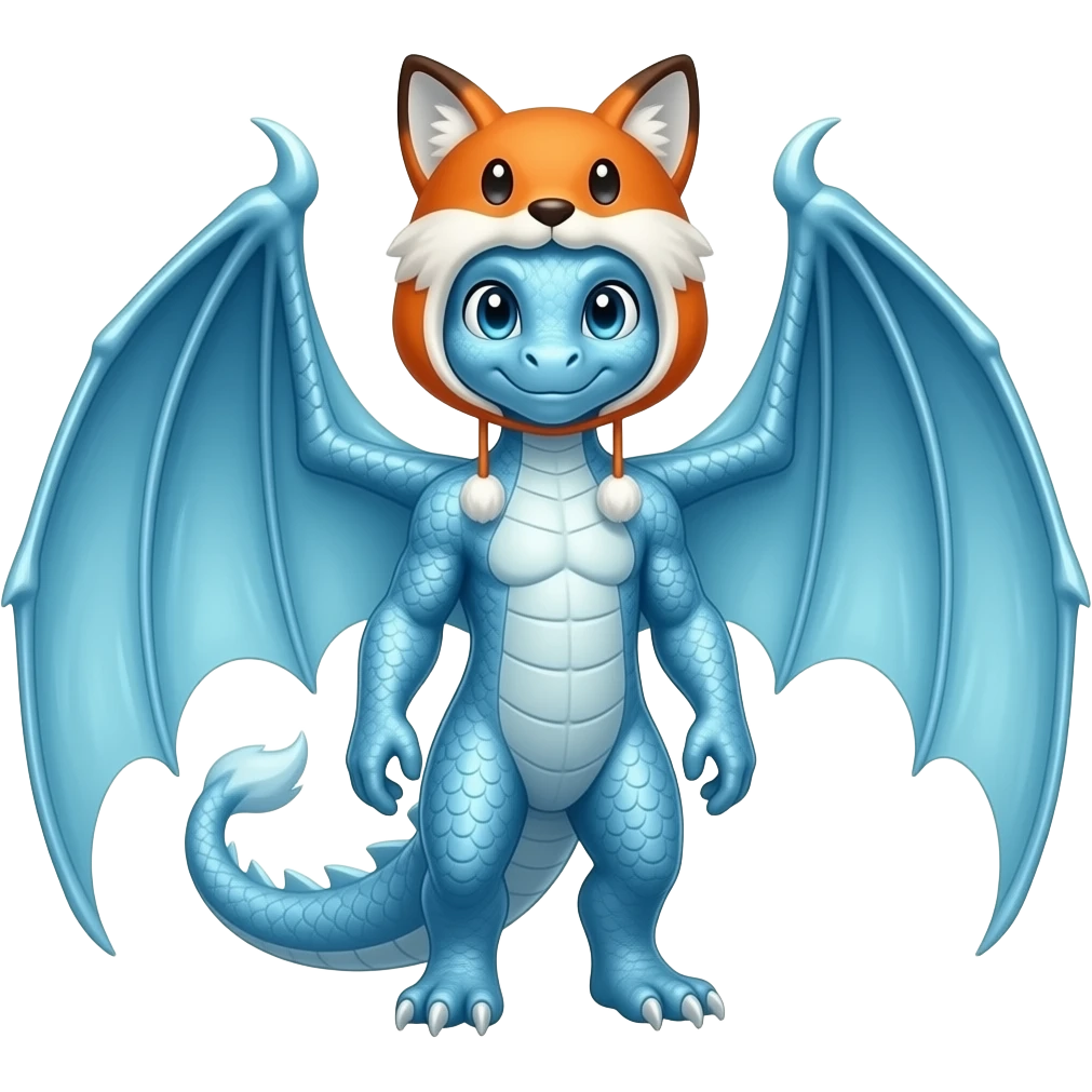 dragon that is ice and can shape shift into a fox hat has huge wings emoji