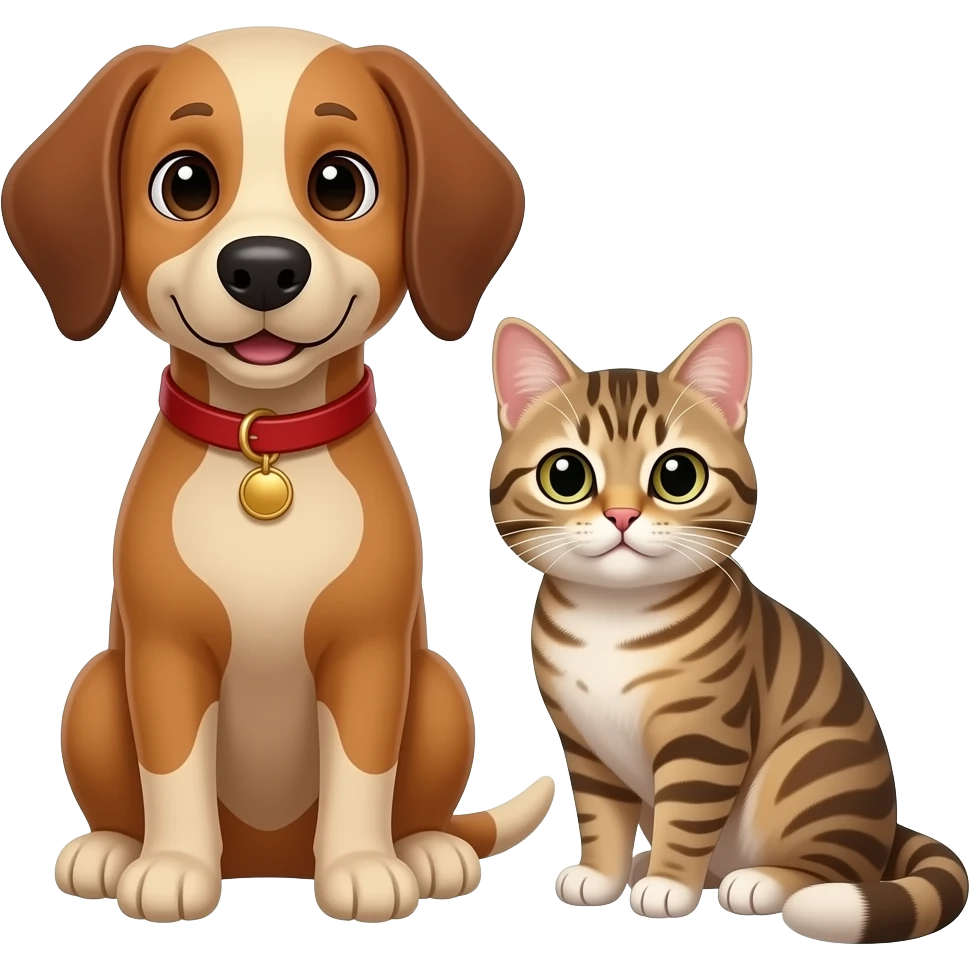 brown dog and tabby cat emoji