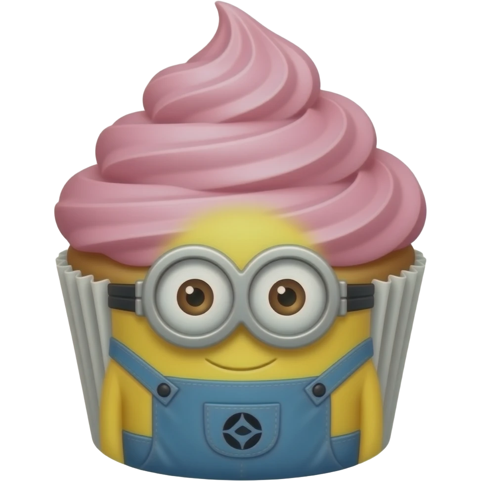 Cupcake with pink icing minion emoji