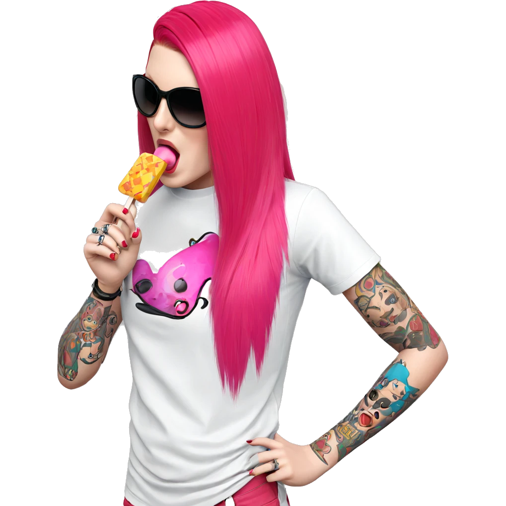 girl with popsicle and tattoos emoji