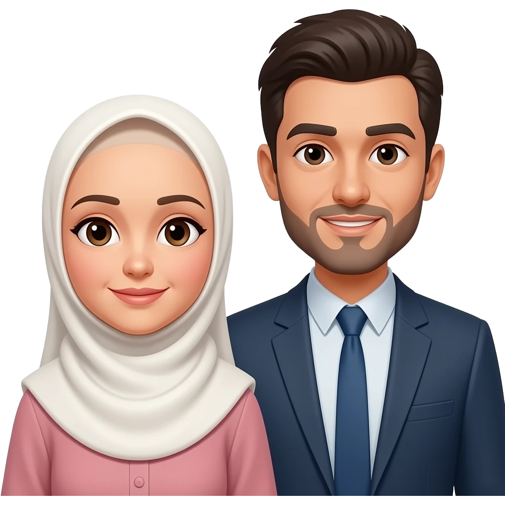 crée moi des parents musulumans avec la femme chauve voilée sans qu'on voit ses cheveux emoji