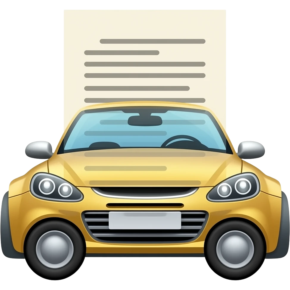 A car and a single document are overlapping. emoji